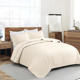 Quilt Set Twin - Lightweight Microfiber Quilted Summer Bedspread - Modern Style Soft Reversible, Oversized Ultrasonic Coverlet Bedding Set for All Season, 2 Piece (1 Quilt, 1 Pillow Sham)