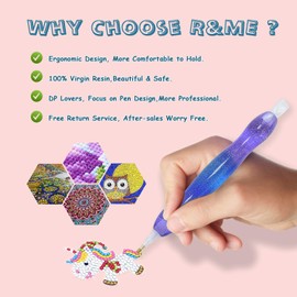 RECORDARME Resin Diamond Painting Pen, Glitter Diamond Art Drill Pen with Diamond Painting Tools and Accessories, Ergonomic Diamond Drill Pen Comfort Grip(Mix Purple)