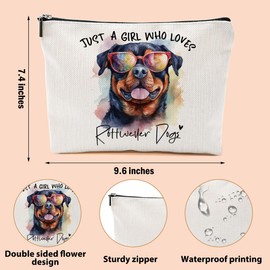 CFGBFDGH Rottweiler Gifts for Woman Makeup Bag Rottweiler Lovers Cosmetic Bag Travel Organizer Bags Makeup Pouch, Christmas Birthday Friendship Animal Lovers Gifts for Women Girls Sisters