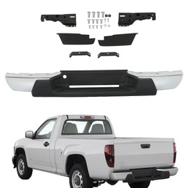 WFLNHB Chrome Steel Rear Step Bumper without Park Assist Sensor Holes Replacement for Chevy Colorado Canyon Pickup 2008-2012 GM1103156 20815916-PFM