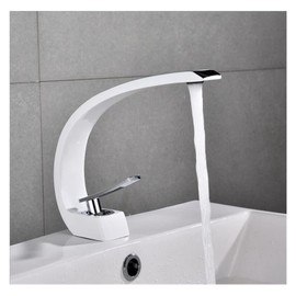 Bathroom Basin Faucet Brass Chrome Faucet Brush Nickel Sink Mixer Tap Vanity Hot Cold Water Bathroom Faucets (Color : Chrome and White)