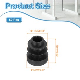 MECCANIXITY 50 PCS 1/2"(12mm) Round Plastic Hole Plugs, Black Plastic Pipe Tubing End Caps for Furniture, Pipe Tubing, Table, Chair