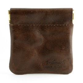 (EndMark) Genuine Leather Coin Case, Bag Type, Made in Japan, dark brown