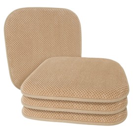 PAGGED Khaki Kitchen Dining Chairs Cushions Set of 4 Non Slip Foam Patio Seat Cushions Washable Soft Thick Pads Large Wooden Metal Chair Cushions,17" x 15"