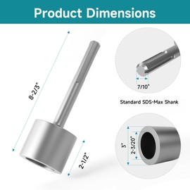 SDS Max Shank T-Post Driver, Fence Post Driver & Ground Rod Driver, 2-3/20 Inch Diameter Head, 40 Cr 8-2/3 Inch Long Ground Rod Adapter, Ideal for Driving T Posts, Fence Posts and Ground Rods