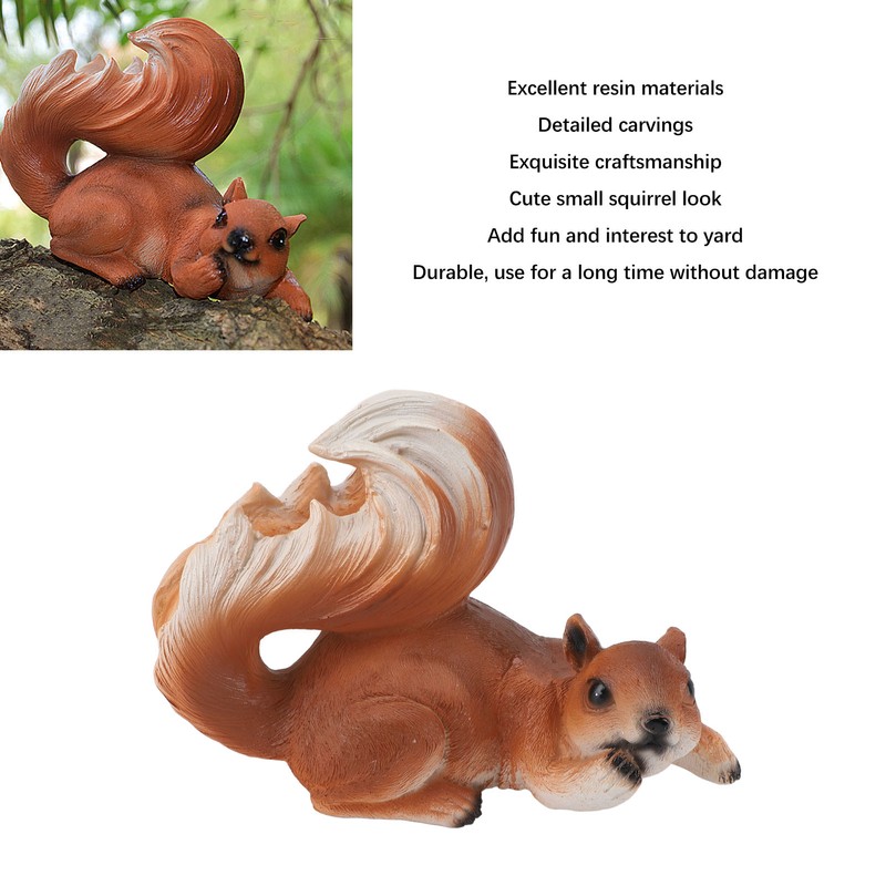 Squirrel Garden Decor Outside Funny Resin Statue Courtyard Balcony Outdoor