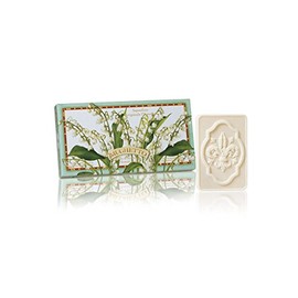 Muguet Rechteckseife, 3 St 125 g, italienische Fiorentino-Seife, Hand mit dekorativer Gravur