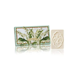 Muguet Rechteckseife, 3 St 125 g, italienische Fiorentino-Seife, Hand mit dekorativer Gravur