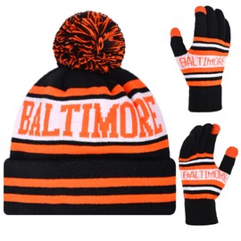Vintage Classic Skull Cap Beanie Hat Cuffed Winter Hat Knit Comes with Warm Gloves Gifts for Unisex Fans