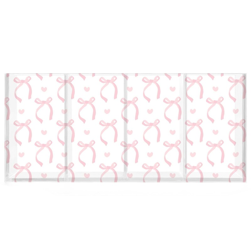 Aslsiy Cute Coquette Pink Bow Pen Holder White 4 Compartments