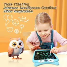 CHAFEGY 10 Inch LCD Writing Tablet for Kids Toddler Toys, Electronic Doodle Board Drawing Pad, Lion Owl Fox Rabbit Design, Christmas Birthday Gift for Boys Girls 3 4 5 6 8 Years (Owl)