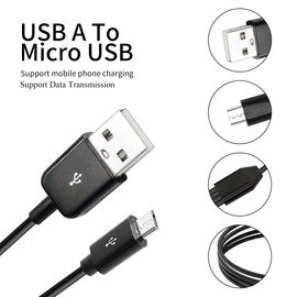 QIANRENON 4 in 1 Micro USB B Data Cable, 1.5M/4.92 ft (Black) for Smartphone, In-vehicle Devices, Bluetooth Devices