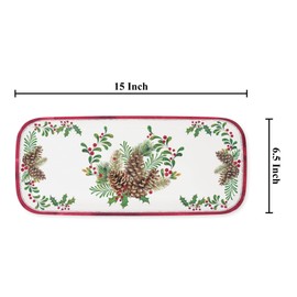 UPware 15 Inch Melamine Rectangle Serving Tray, BPA Free Food Tray (Pinecones)