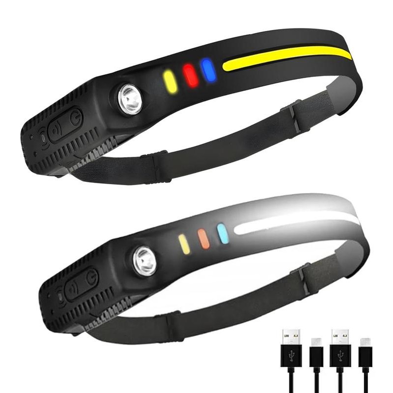 2025 Fashion 2 pack waterproof Headlamp Rechargeable with 230° Wide