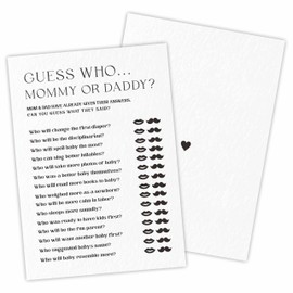 Guess Who Game Kits For Baby Shower - Minimalism Pearl White - 30 Fill In The Blank Game Cards Each Set, Gender Reveal, Gender Neutral，Party Favor & Supplies - A03