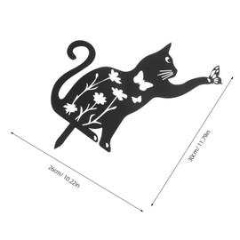 VICASKY 2pcs Metal Cat Garden Stakes Artistic Hollow Design Weather-Resistant Lawn Ornaments for Outdoor Decor Unique Cat Statues Butterfly and Flower Motif