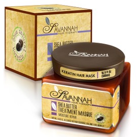 Savannah Deep Conditioning Hair Mask – Restores Shine & Softness to Dry, Curly, or Chemically Treated Hair – Anti-Frizz, Hydrating Formula with Keratin & Shea Butter – 500ml (16.9 oz)