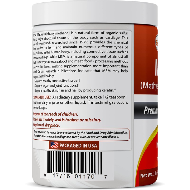 Best Naturals 100% Pure MSM Powder, 1Lb (1 LB (Pack