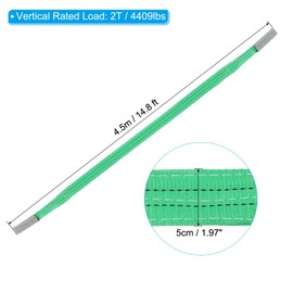 PATIKIL 2" x 15' Lift Strap, 4409lbs Lifting Slings Flat Eye to Eye, 2 Ply Polyester Webbing Lifting Moving Straps for Rigging Hoisting Gear, Green