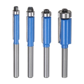 sourcing map Flush Trim Router Bit 6mm Shank 1/4" 1/2" 5/16" 3/8" Dia Top Bearing Flush Straight Cut Trimming Router Bits Carbide for Particle Board Plywood MDF, Blue