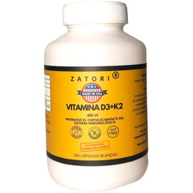 Vitamina D3 más vitamina K2 400 ui suministro para 300 días Cápsulas Blandas
