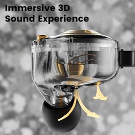 Faifxo Wired Gaming Earbuds in-Ear Headphones HiFi Game Head Phones in Ear Monitors Deep Bass Sound Wired-Earbuds with 1DD 10mm Dynamic Driver Inear Earphones IEM for Music Gaming Video Calling (Black)