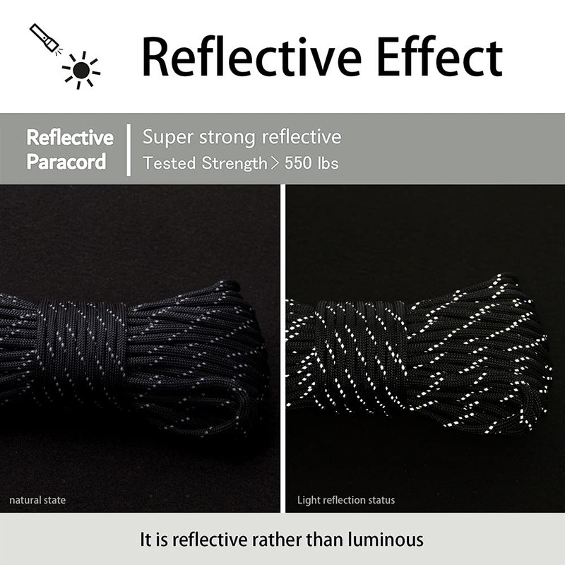 EXTEDRG 20 Meters Reflective Paracord 9-Strand 4mm Rope Reflective Rope