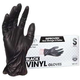 ForPro Guantes de vinilo desechables, color negro, grado industrial, sin polvo, sin látex, no estériles, aptos para alimentos, 2.75 mil. palma, 3.9 mil. dedos, pequeño, 100 unidades