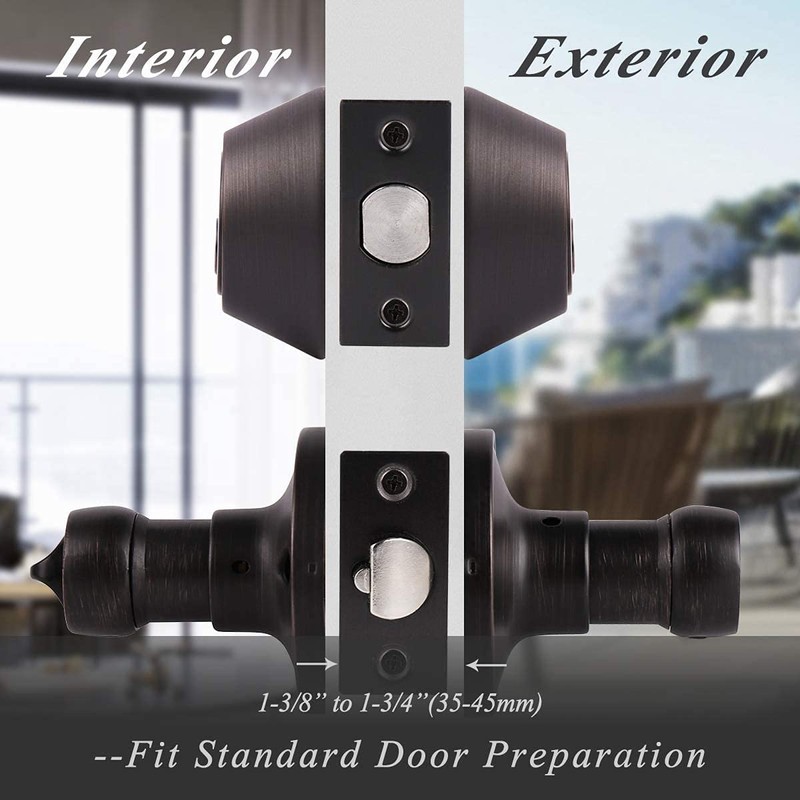 Probrico Exterior Door Lock Set Bronze Front Door Handle Lock