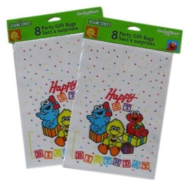 Sesame Street Party Gift Bags set x 8 pcs - Elmo , Cookie Monster & Big Bird