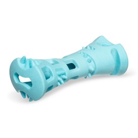 Messy Mutts Totally Pooched Chew n' Stuff Roll | 6” Durable TPR Dog Toy | Made for Tough Chewers | Interactive Treat Puzzle for Dogs | Teal