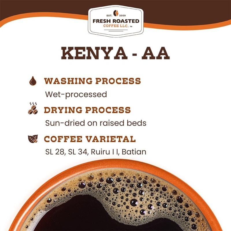 Fresh Roasted Coffee, Kenya AA, 12 oz, Med-Dark Roast, Kosher,