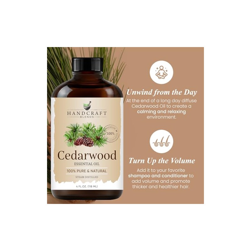 Handcraft Blends Cedarwood Essential Oil - Huge 118 ml -