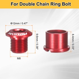 sourcing map 5pcs Double Chain Ring Bolts M8 Aluminum Alloy Bicycle Crankset Nuts Chainwheel Screw for Road Bike Mountain Bike, Red