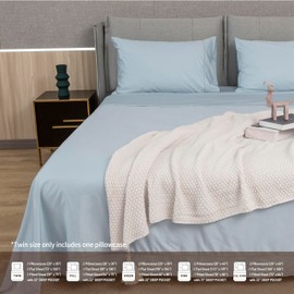 sunflower Extra Deep Pocket Queen Sheet Sets Fits 18"-24" in Deep Mattress -100% Cotton Queen Sheet Set, Baby Blue Hotel Luxury Soft Breathable Sheet Sets for Queen Bed Deep Pocket