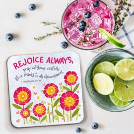 Christian Coasters, Pack of 12 cork coasters, each of a different design, with Bible verses or inspirational words. Beautiful Christian gifts for women or men, by Just Cards Direct (C442)