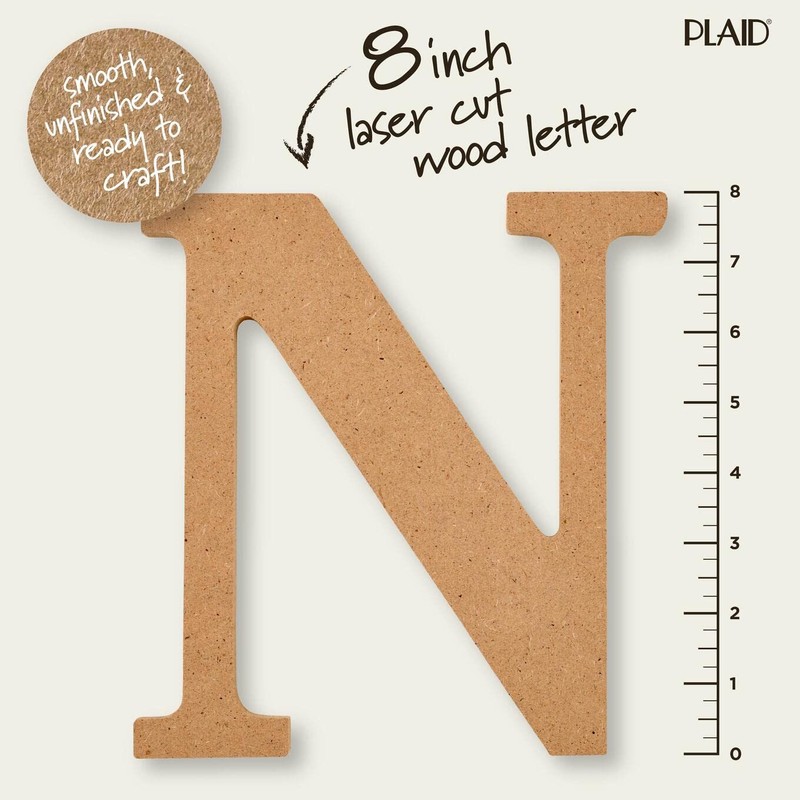 Plaid Unfinished Wood Letter, 8" Wooden Surface Perfect for DIY