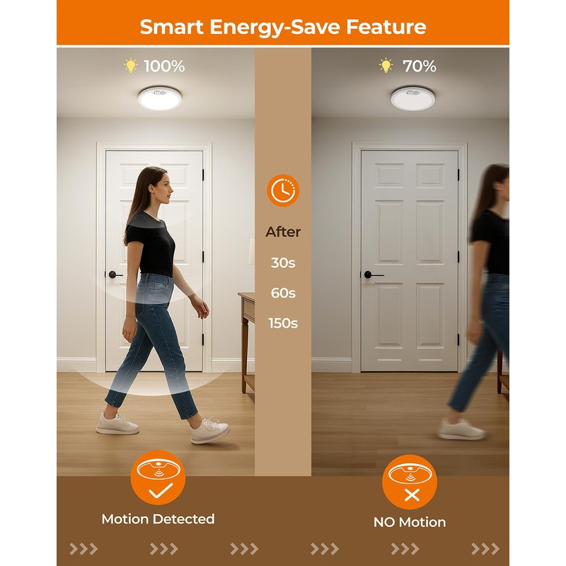 BLNAN Rechargeable Motion Sensor Ceiling Light with Remote, Dimmable Closet