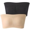 FULIER 2 Packs Women Bandeau Bra Padded Strapless Wireless Bralette