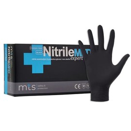 MTS Safety & Protection Disposable Gloves XL - 100 Pieces/Box Nitrile Gloves Black Gloves Nitrile - Disposable Gloves Powder-Free & Latex-Free Rubber Gloves (XL, Black, 100 Pieces)