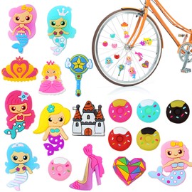 lioewhu Bicycle Spoke Clips, Pack of 18 Bicycle Spokes Decoration, Bicycle Spoke Decoration, Creative Bicycle Accessories Children, Bicycle Clips Bright Colourful for Girls and Boys