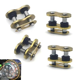 Qurbuns 4 PCS 520HV 520 Chain Master Link, Heavy Duty Manganese Steel Roller Chain Connector Links with O-Ring, Universal Master Connector for Bicycle Mini Bike Karting ATV Scooter and More (Gold)