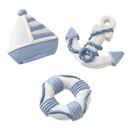 Pack of 3 Maritime Decorative Pieces Boat, Anchor and Lifebuoy Approx. 4 cm
