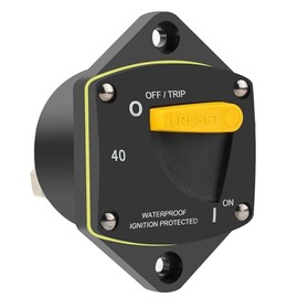 GLOSO GLOSO Circuit Breaker Switches Manual Reset Waterproof Audio Radio Solar System Boat Truck Marine Automotive Stud 5/16 Panel Mount 40A