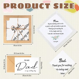 2 Pcs Wedding Handkerchiefs 12.6 Inch Embroidered Happy Tears Handkerchief Mother of the Bride Gifts Father of the Bride Gifts with Wedding Day Card