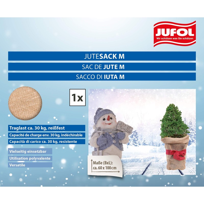 JUFOL Jute Bag, Approx. 60 x 100 cm, Winter Protection