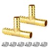 TAILONZ PNEUMATIC 16mm Brass 3-Way Tee Hose Barb Fitting（Pack of
