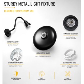Acoji 14" Gooseneck barn Light Outdoor Black Rustic Industrial Wall Light