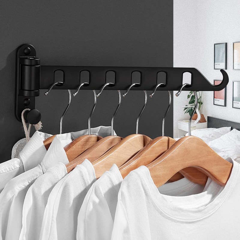 Aluminium Wall Clothes Rack Coat Hook Foldable Balcony 180° Rotating
