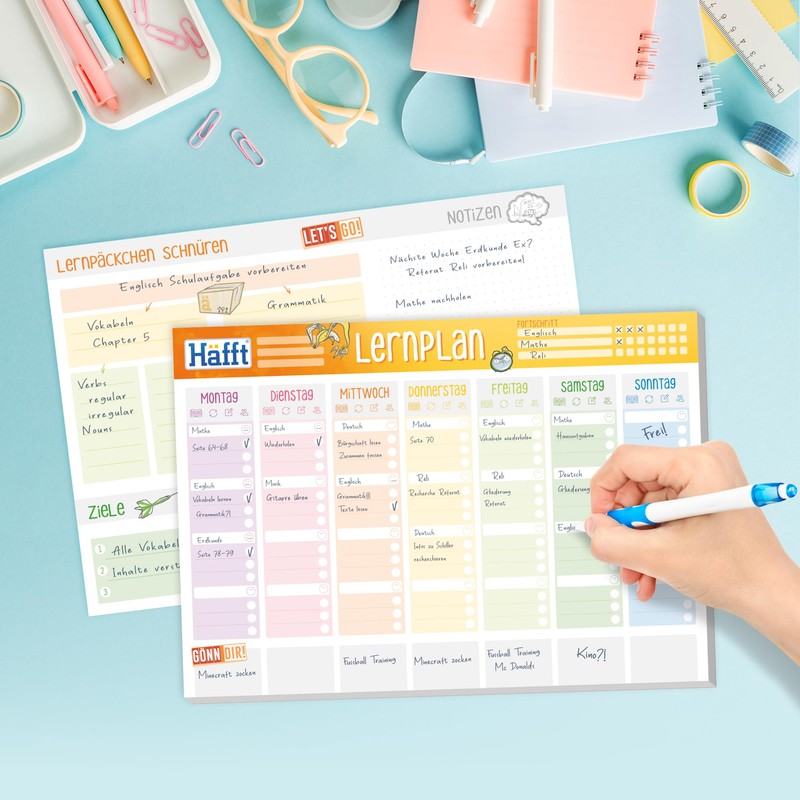 Häfft Learning Planner Pad A4 with 50 Sheets, Weekly Planner
